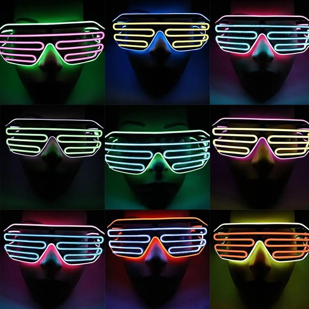 Двухцветные жалюзи светодиодные очки EL Neon мигающий и мерцающий солнцезащитные