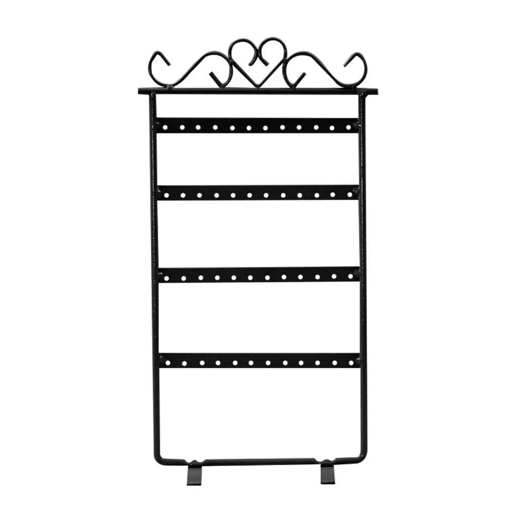 

4 Layer 48 Holes Wrought Iron Storage Rack Shop Earring Display Rack Stands Jewelry Necklace Bracelet Hanging Organizer Holder