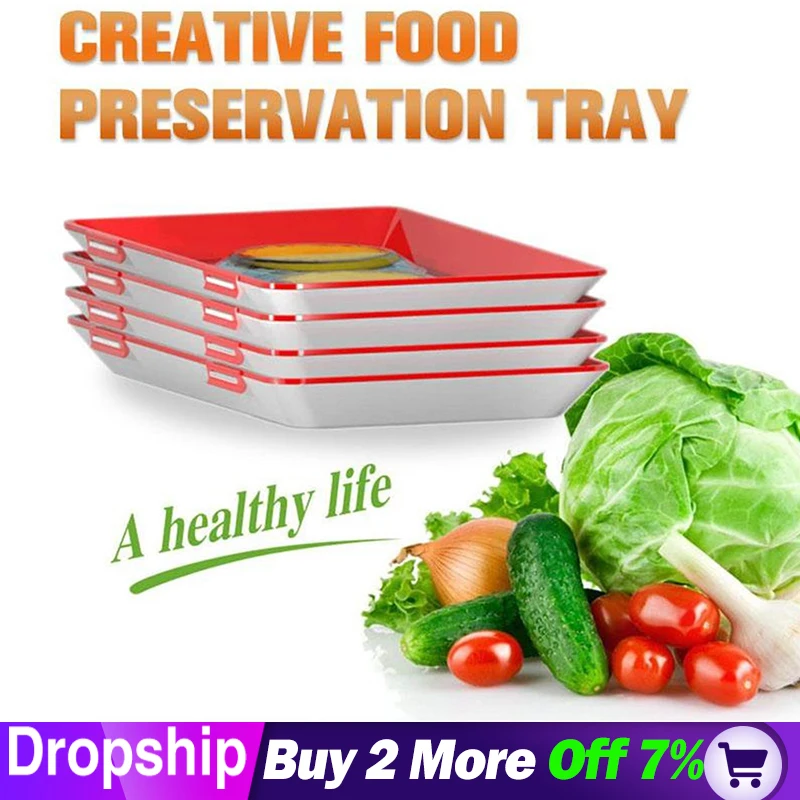 

2019 hot Food Fresh Keeping Spacer Organizer Preservate Refrigerator Storage Container Creative Preservation Tray Dropshipping