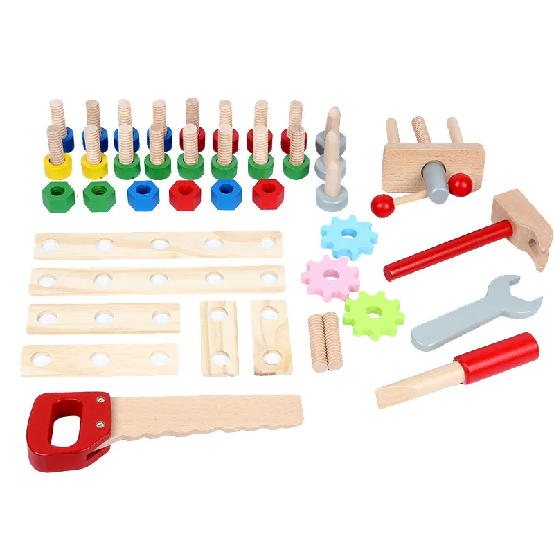 

Youlebi Children Model Wooden Tool Table Lu Ban Chair Educational Play House Nut Assembly