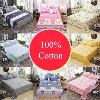 

1pcs bed sheet 100% Cotton bed sheets Bed linens Home textiles bedspread student dormitory sheet Cartoon/Plant/flower printing