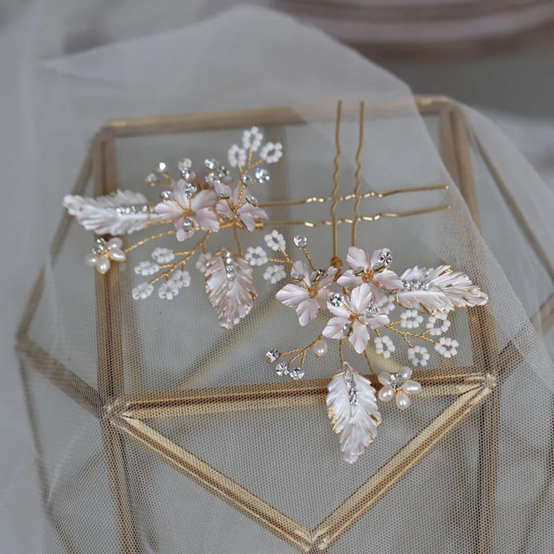 Floralbride Handmade Alloy Flower Freshwater Pearls Bridal Hair Pin Wedding Hair Sticker Women Jewelry Hair Accessories