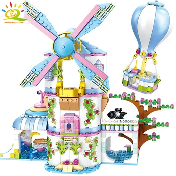 

620pcs Windmill House Balloon Travel Compatible Building Blocks Friends for Girls Castle Princess Bricks for Girl