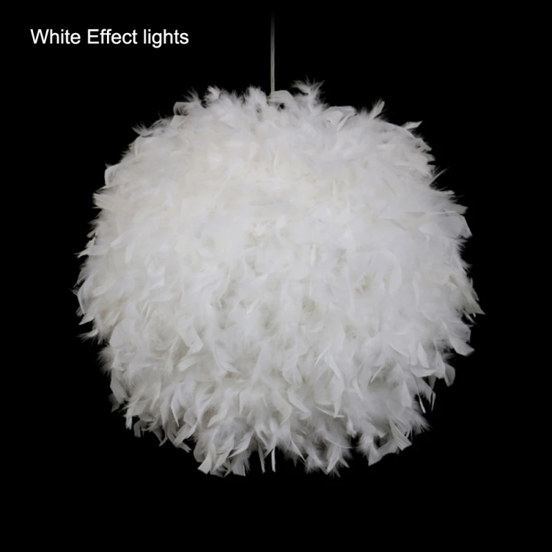 

Unique Pendant White Feather Lamp Romantic Dreamlike Feather Droplight Bedroom Living Room Parlor Hanging Lamp