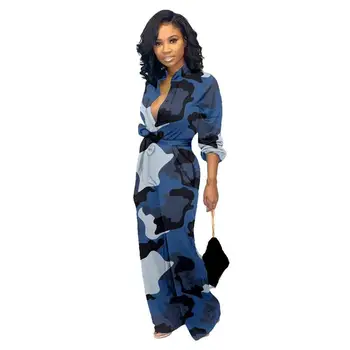 

New Fashion Women Sexy Jumpsuit Print Long Sleeve High Waist Casual Bodysuits Female Camouflage Long Playsuits