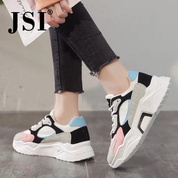 

JSI spring women's sports shoes color matching round head straps women's platform shoes mesh outdoor women's running shoes JY33