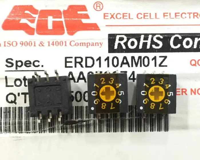 

5PCS/LOT ECE 100, 10, 0-9 rotary dial switch, ERD110AM01Z chip code switch, 3:3 positive code