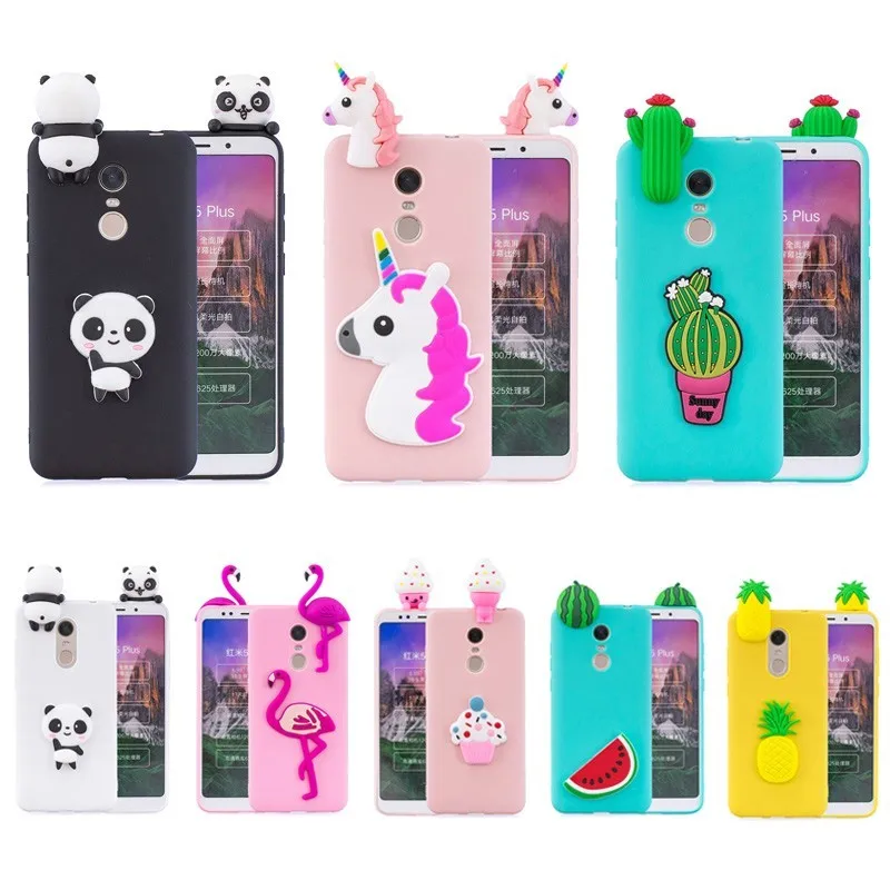 Мягкий ТПУ чехол с 3D единорогом пандой КАКТУСОМ для Xiaomi Mi A1 A2 Lite A3 9t Redmi 7 6A 4X S2 Note 8 6 5