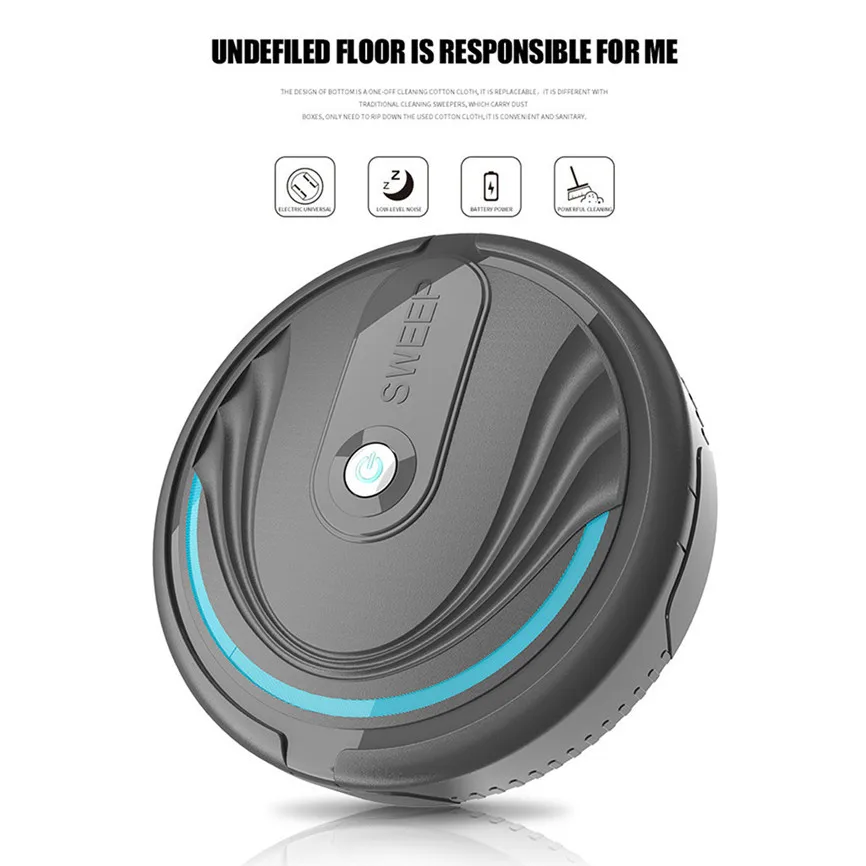 Robotic Vacuum Cleaner USB Full Automatic Mini Vacuuming Robot Household Appliances Charging Sweeper Floor Dust Planned Wash Mop