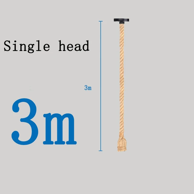 Vintage Hemp Rope Pendant Light Retro Loft Industrial Hanging Lamp Creative Country Style Edison Bulb Lamp Home Light Decoration single head 3m