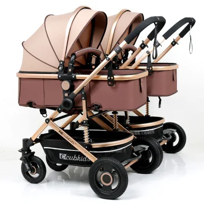 

Detachable Twin Baby Stroller Can Sit Reclining Shock Folding Cart High Landscape Stroller Four Wheel Baby Stroller Baby Basket