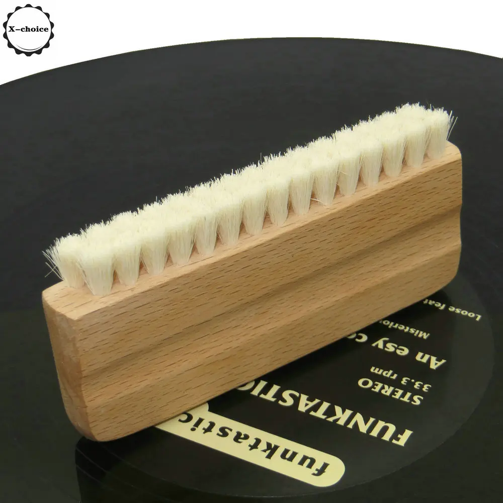 LP Vinyl Record Cleaning Brush Anti-static Goat Hair Wood Handle Cleaner Cd Player Turntable