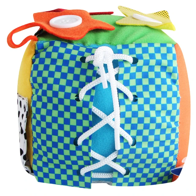 Newborn Learn to Dress, 6-IN-1 Soft Activity Cube Baby Early Education Toys, Basic Life Skills Educational Game Block Toy 2