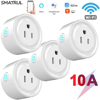 

SMATRUL Tuya WiFi Smart Plug US Adaptor Wireless Remote Voice Control Power Monitor Outlet Timer Socket for Alexa Google Home