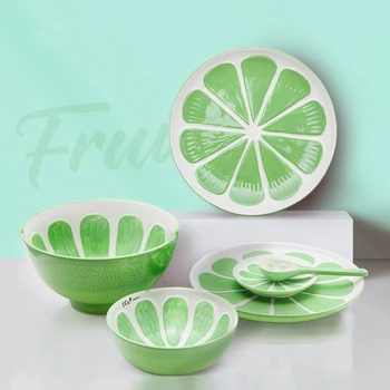

Cartoon Children's Ceramic Tableware Dishes Plate Spoon Set High Temperature Fruit Bowl Creative Breakfast Porcelain Dinnerware