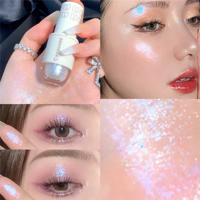 6 Colors Glitter Liquid Eyeshadow Highlighter Waterproof Pearlescent Shiny Eye Shadow Sequins Lying Silkworm Makeup Cosmetic 3