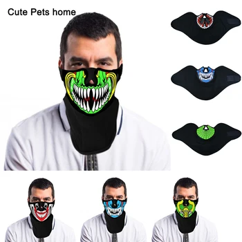 

Fashion Wire LED Halloween Easter Rave Mask Luminescence Costume Masks Cold Light Helmet Fire Dance Voice-activated Masks
