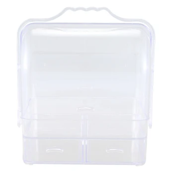 

IALJ Top Acrylic Makeup Organizer Clear Cosmetic Jewelry Storage Box Double Open Cover Women Cosmetic Storage Drawer Desktop Mak