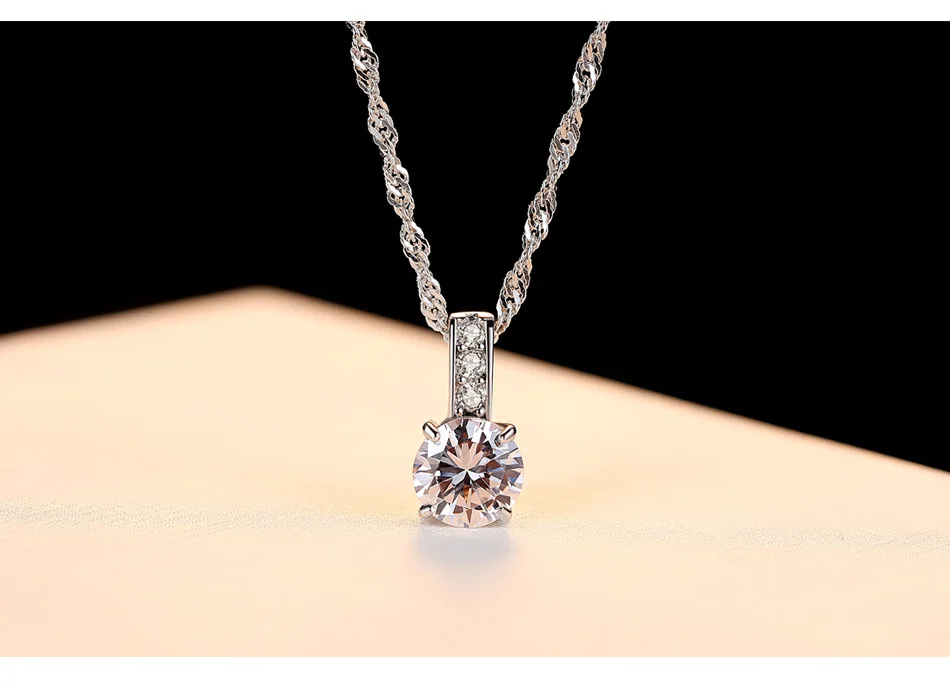

S925 sterling silver pendant zircon fashion simple ladies necklace TS09