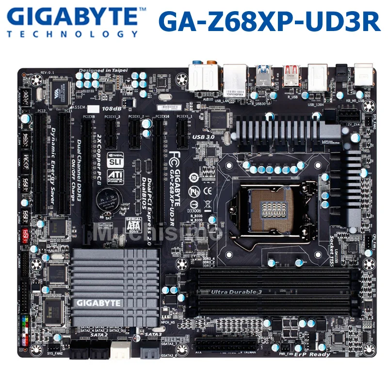 Для Gigabyte GA-Z68XP-UD3R оригинальная б/у рабочего стола материнской платы Z68XP-UD3R Z68 разъем LGA 1155 DDR3 LGA 1155 i3 i5 i7 DDR3 32G SATA