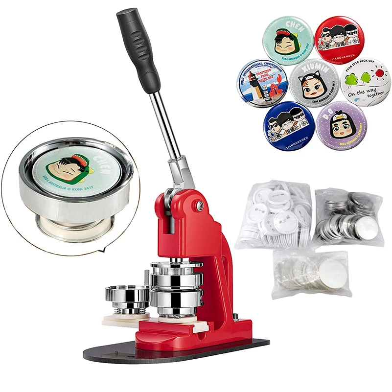 

2021 New Pin Badge Maker Punch Press Machine 100pcs Badges Blank and Circle Cutter Button Maker 58mm