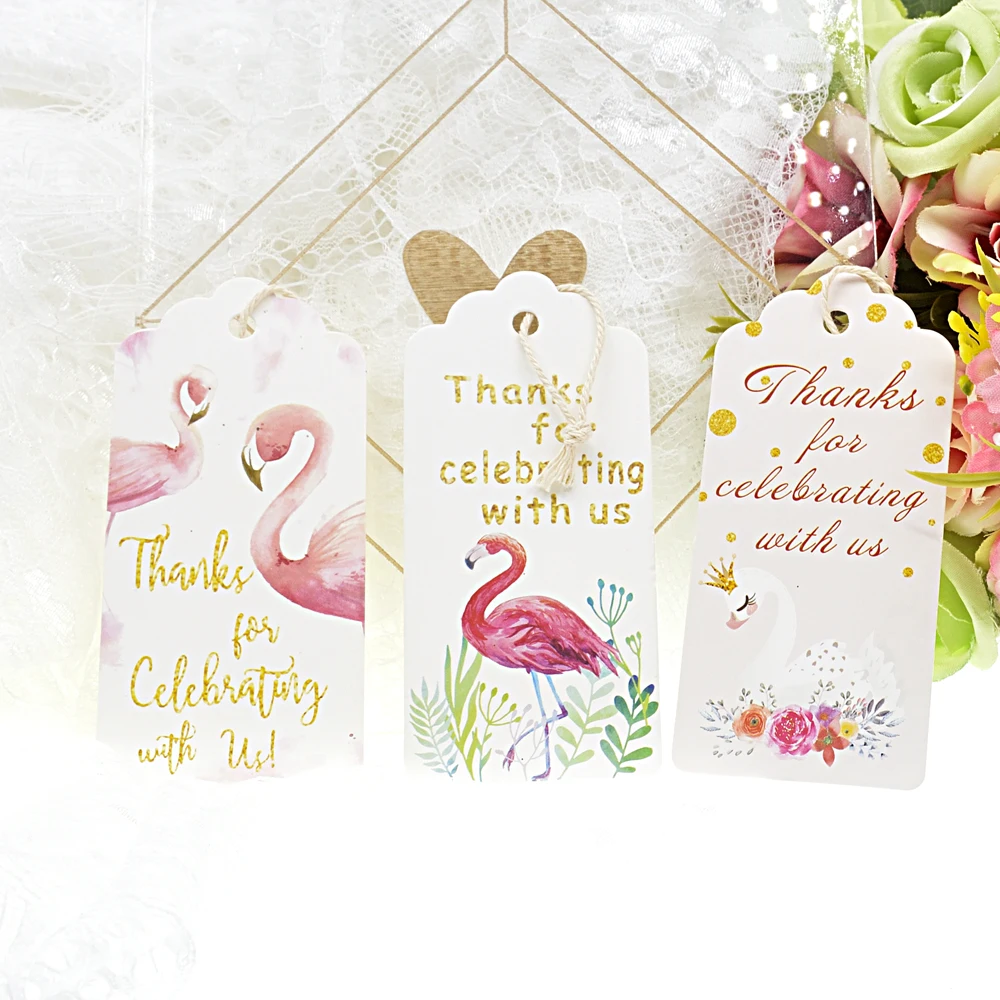 25 шт. многоцветная бумага с фламинго тегами спасибо сделай сам подвесная бирка