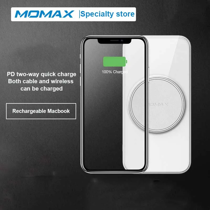 

MOMAX IP83 Mobile power supply 10000mAh PD two-way wireless fast charging Type-c notebook charger iPhone11ProMax samsung s9+
