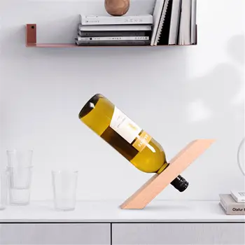 Présentoir porte bouteille de vin rectangle en bois tient en équilibre