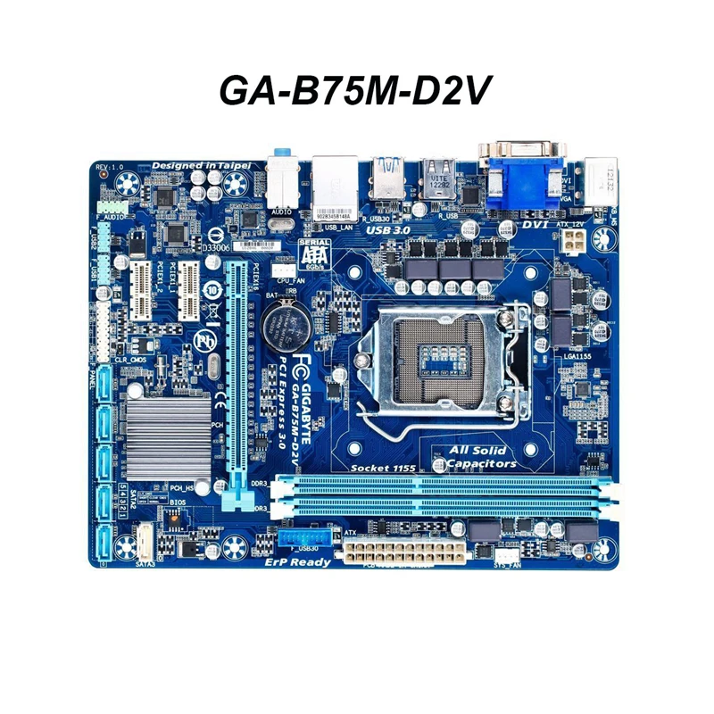 Материнская плата для GIGABYTE GA GA-B75M-D2V Socket LGA1155 DDR3 Intel B75 B75M Desktop б/у материнская |
