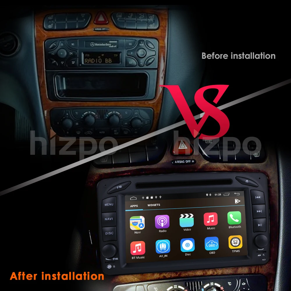 Discount Car Multimedia Player Two Din Android 9.1 DVD Automotivo For Mercedes/Benz/W209/W203/Viano/W639/Vito GPS Radio FM USB DVR Camera 3