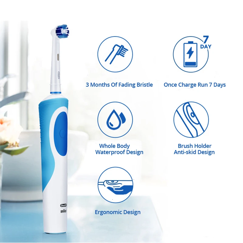 Original Oral B Vitality Electric Toothbrush Rechargeable With 2 Minutes Timer And Oral B Teeth Brush Heads Precision Clean Original Oral B Vitality Electric Toothbrush Rechargeable With 2 Minutes Timer And Oral B Teeth Brush Heads Precision Clean