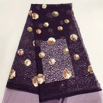 

Nigerian African Beaded Lace Fabric 2020 High Quality Lace With Sequins French Mesh Tulle Lace Fabric For Wedding Dress NI1708