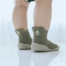 Осень, стиль, теплые короткие носки для малышей, детские носки-тапочки, нескользящие носки с резиновой подошвой для детей 0-4 лет