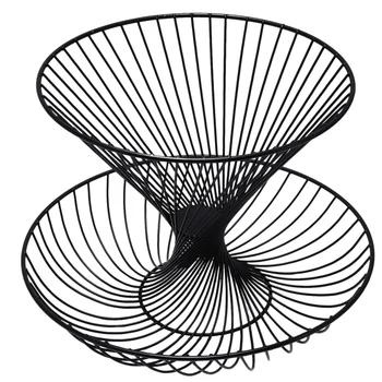 

Creative Modern 2 Layer Metal Bowl Kitchen Fruit Basket Champagne Elegant Home Living Room Decoration Storage Basket