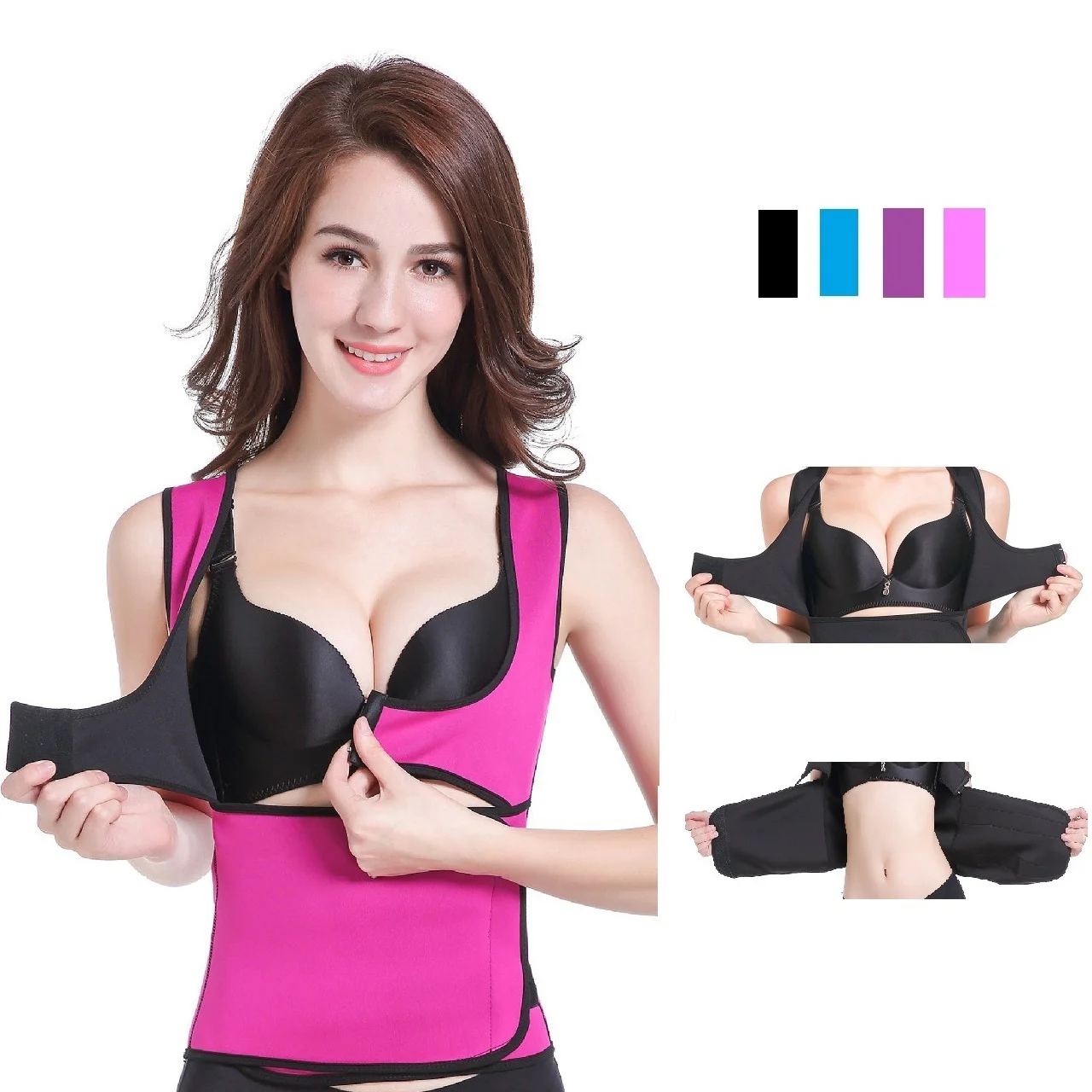 Zipper Hot Shapes Heat Sports U Vest Abdomen Waist Belt Neoprene Ladies BodySuit Sweat Trainers Shapewear Slimming Thermo |