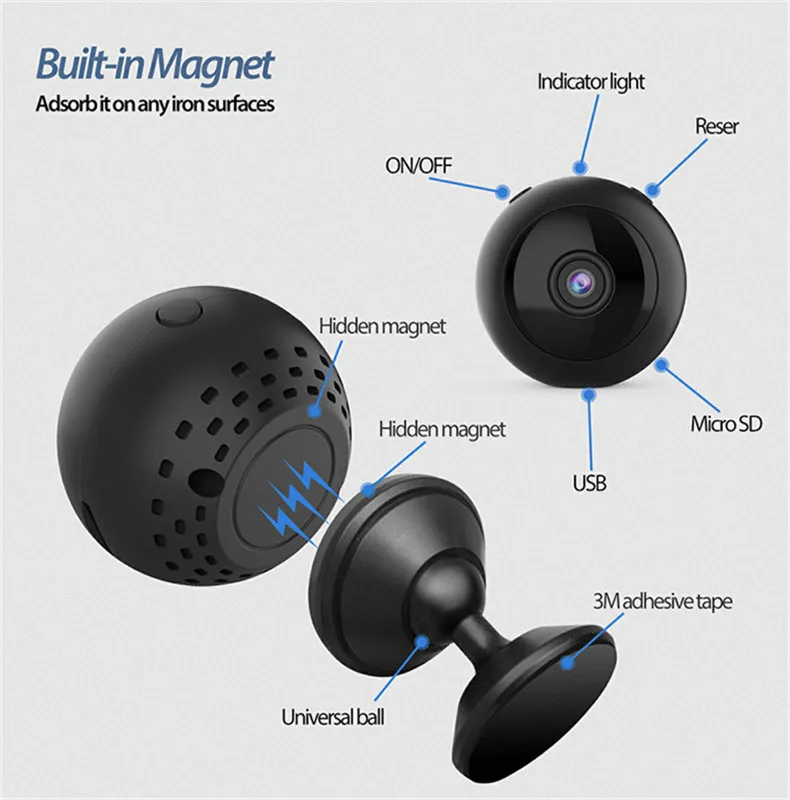 W8 1080P HD мини микро wifi камера инфракрасного ночного видения IP домашняя камера безопасности DV DVR с детектором движений видеокамера