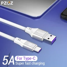 PZOZ 5A Тип usb-C кабель для huawei P20 P10 P9 Коврики 20 Pro X 10 lite Honor 8X мобильного телефона Зарядное устройство Быстрая зарядка USB C данных шнур 5A Тип usb-C кабель для huawei мобильного телефона Зарядное