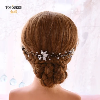 

TOPQUEEN HP114 wedding hair accessories wedding hairpiece hair band Sliver/Golden leaves wedding ribbon headband bridal tiara