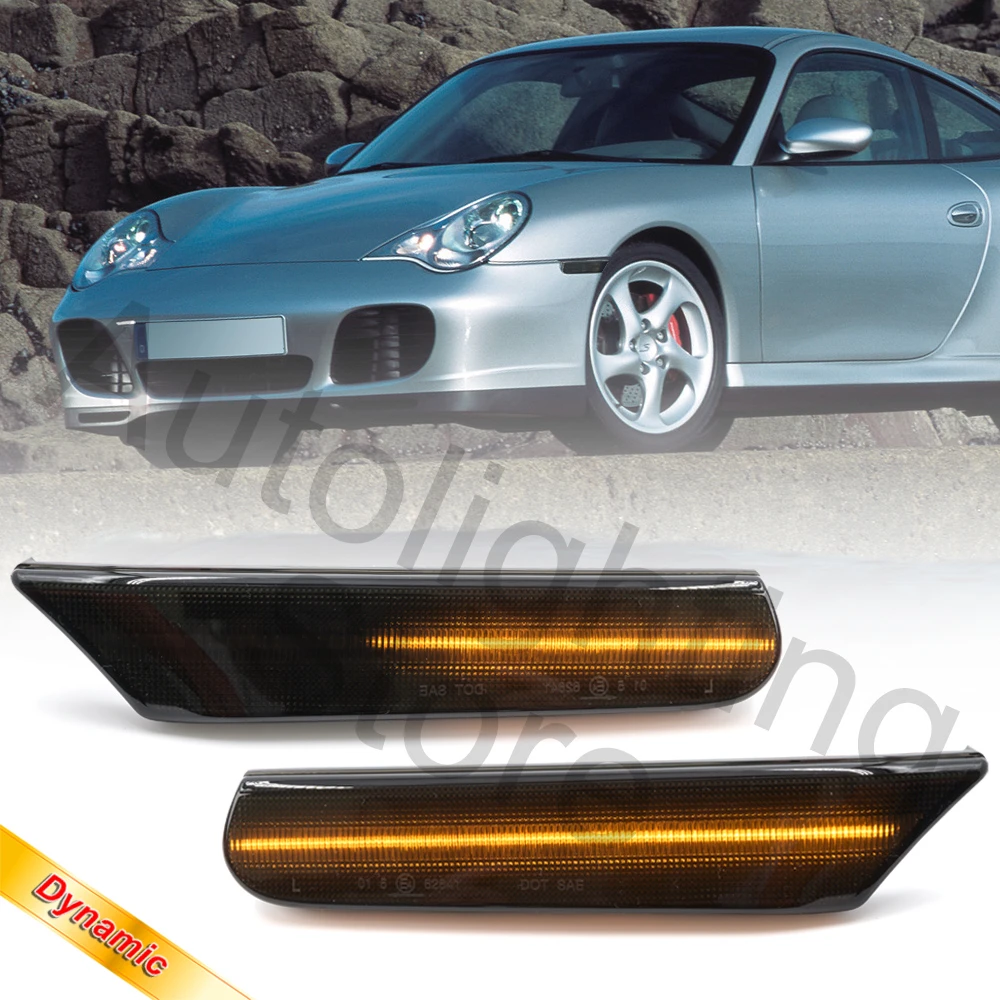 Smoked Lens Sequential LED Front Side Marker Light Turn Signal Lamp for