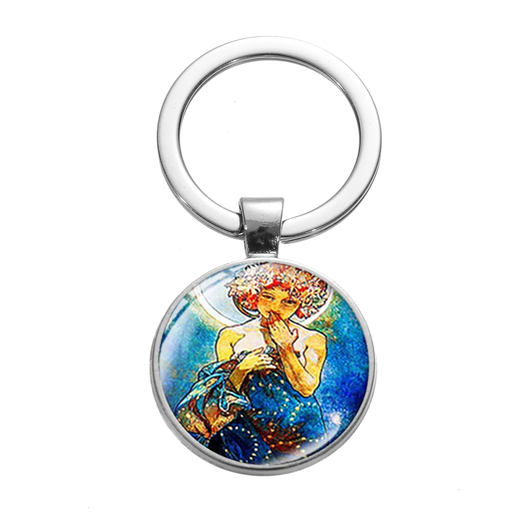 Style 7 SONGDA Alphonse Mucha aestetism брелок стиль Стиль модерн символ стекло кристалл серебряный брелок уникальная сумка с феей Шарм Кулон - Цвет: Style 7