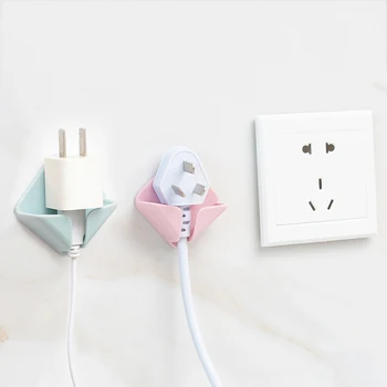 

2pcs Plug Hook Punch-free Self Adhesive Power Plug Wall Holder Storage Rack E2S