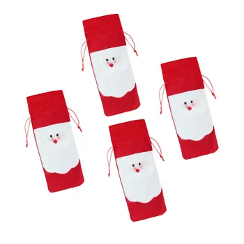 

4 Pcs Wine Bags Christmas Table Decors Champagne Bottle Cover for Xmas Party Holidays
