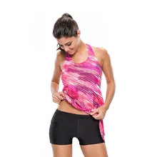 Модные принтованные с круглым вырезом консервативный жилет высокая Талия боксер раздельный купальник