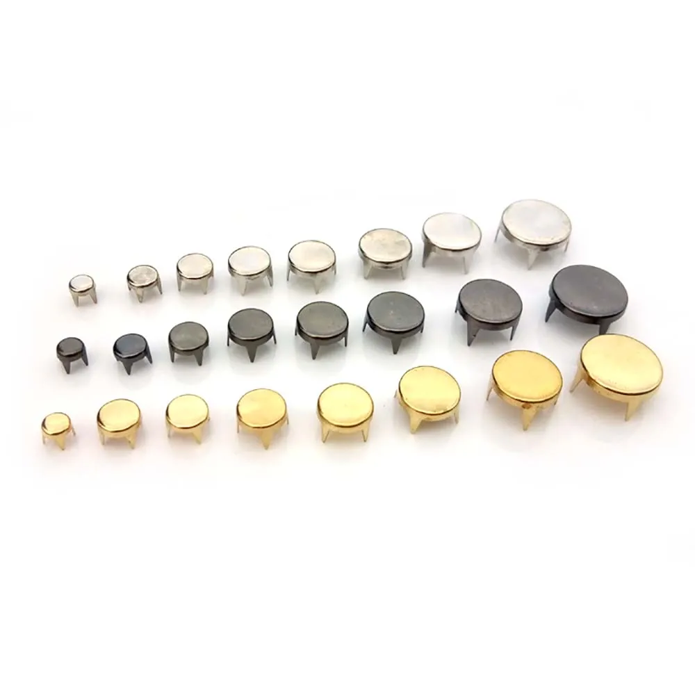 50pcs Round Brass 4 Claw Flat Rivets Studs 4/5/6/7/8/9/10
