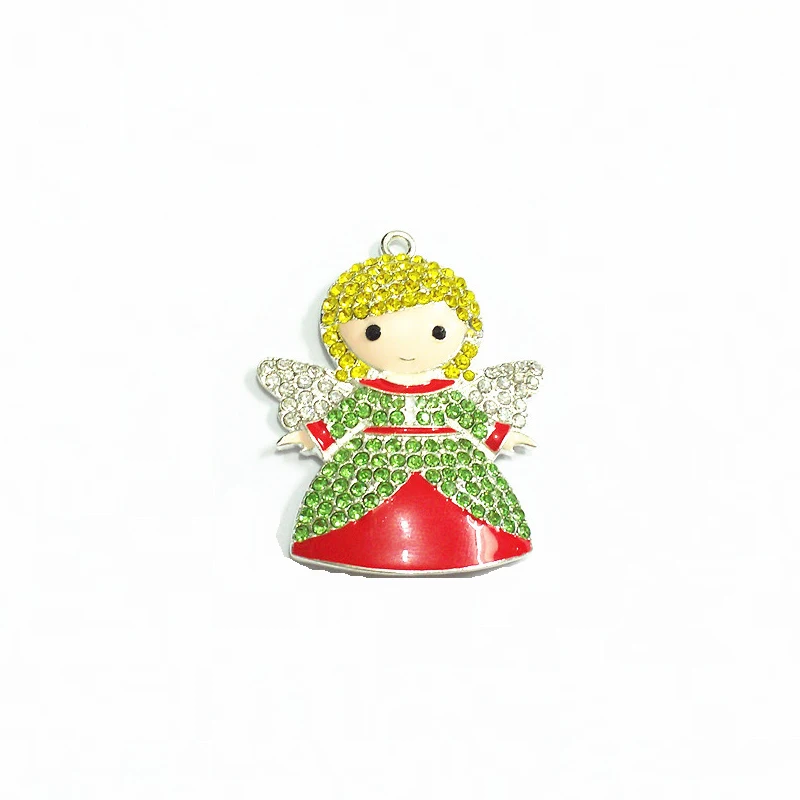 Newest ! ! ! 45mm*38mm 10pcs/lot Christmas Angel Rhinestone Pendants