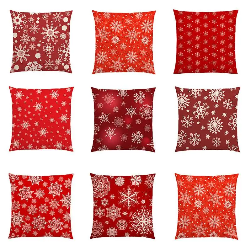 Square 45cm 45cm Pillowcase Snowflake Patrtern Cotton Throw Pillow