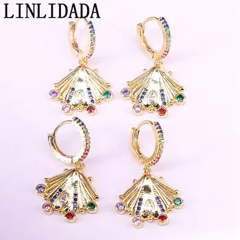 

6Pair Gold Filled Fashion Jewelry Seashell Bohemian Dangle Earrings Pave Colorful Cz Earring For Women Girl