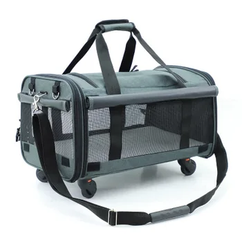 

M8 Foldable 20 Kg Medium and Large Pet Trolley Bag Breathable Tug Out Cat Dog Cage Travel Bags