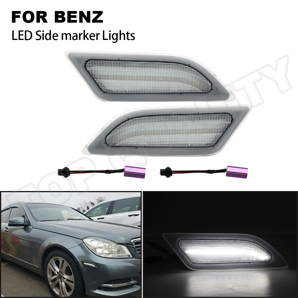 2PCS Clear Lens Car LED Side Marker Light Lamp For Mercedes Benz W204