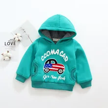Осень-зима для маленьких мальчиков с рисунком автомобиля из мультфильма с капюшоном повседневные пуловеры, толстовки Для детей хлопковая верхняя одежда и пальто